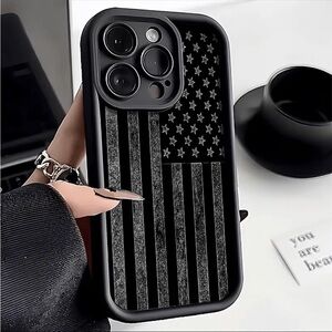 iPhone 12 Pro Phone Case Flag Print Black Shockproof TPU Case
